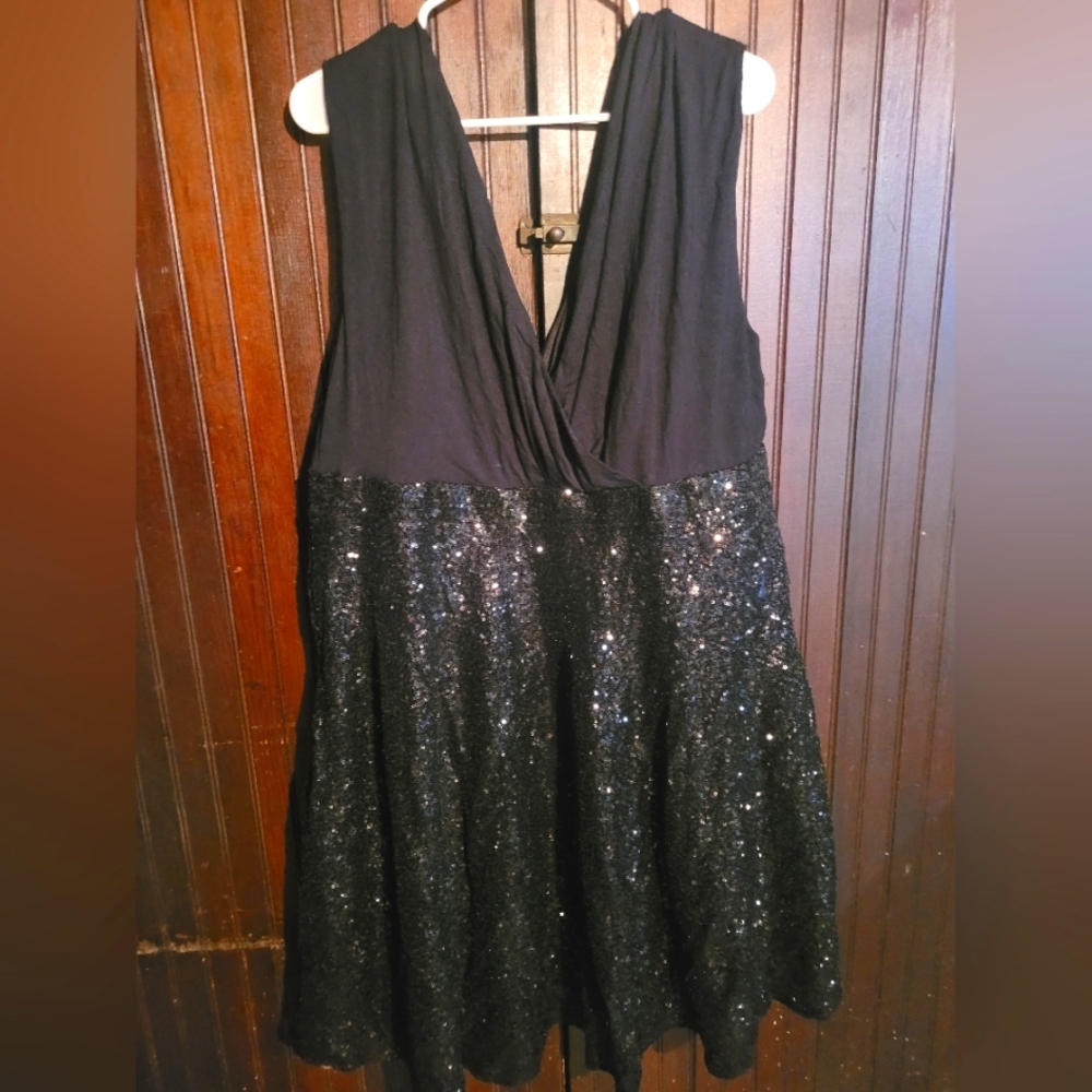 SIZE 2 TORRID solid black and sequins dress.